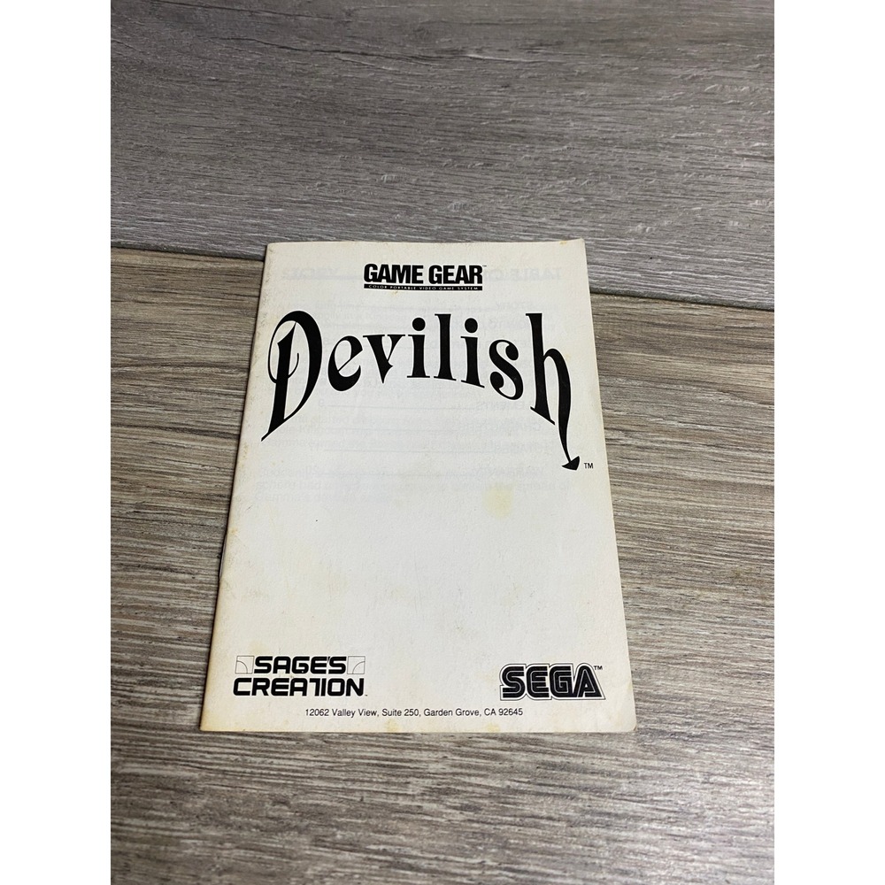 Devilish Sega‎ Game Gear Instruction Manual Booklet Sages Creation 1991 Original